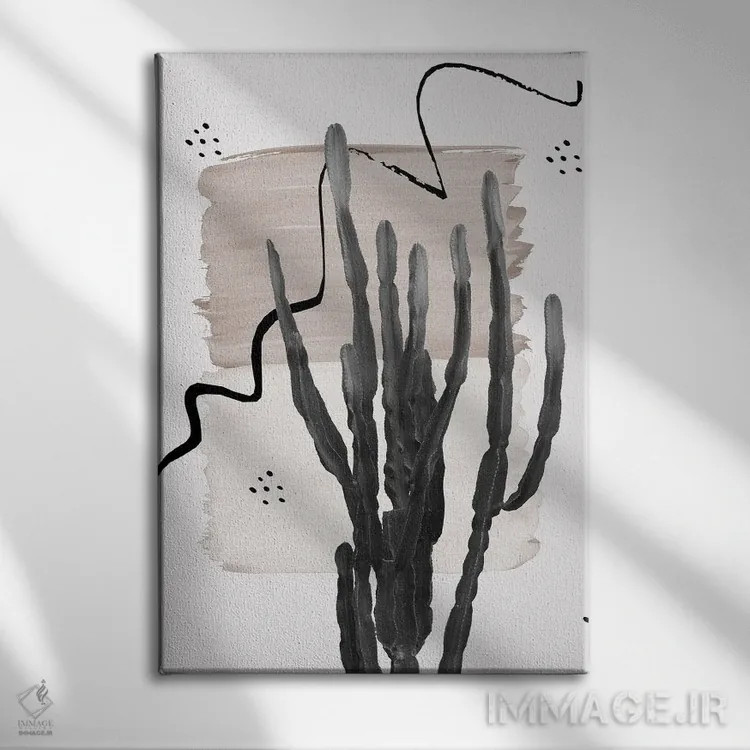 تابلو کاکتوس انتزاعی طبیعی یکم اثر هنر آنیتا و بلا - نمای روبهرو روی دیوار