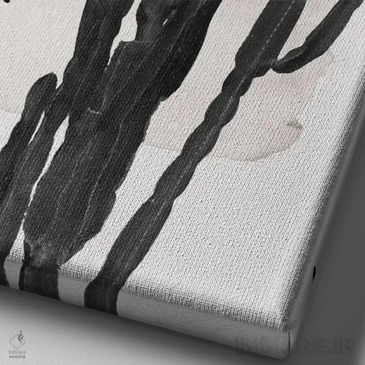 تابلو کاکتوس انتزاعی طبیعی یکم اثر هنر آنیتا و بلا - نمای نزدیک بافت بوم