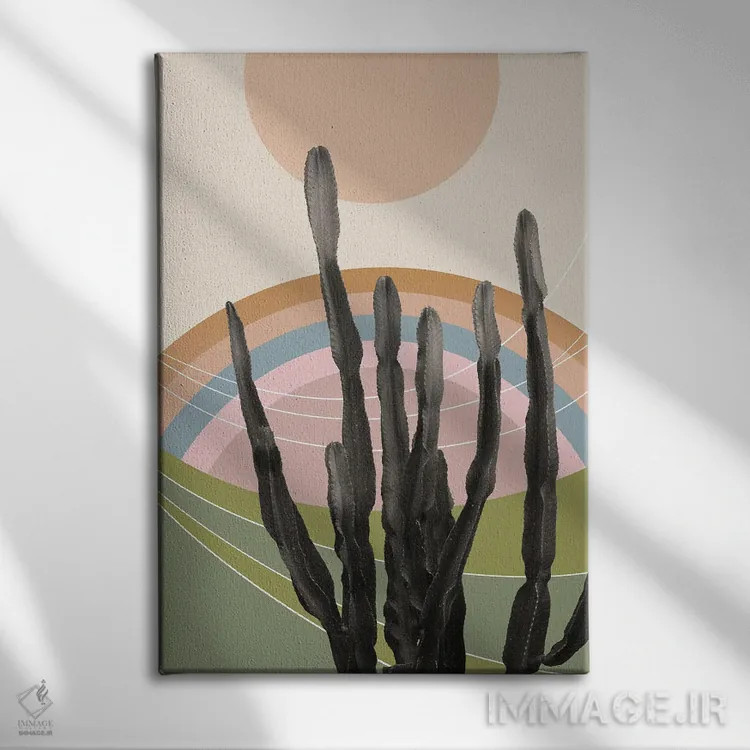 تابلو کاکتوس در صحرا دوم اثر هنر آنیتا و بلا - نمای روبهرو روی دیوار