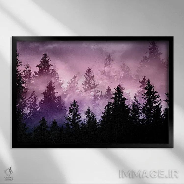 تابلو رویای جنگل تکشاخ یکم اثر هنر آنیتا و بلا - نمای قابدار مشکی
