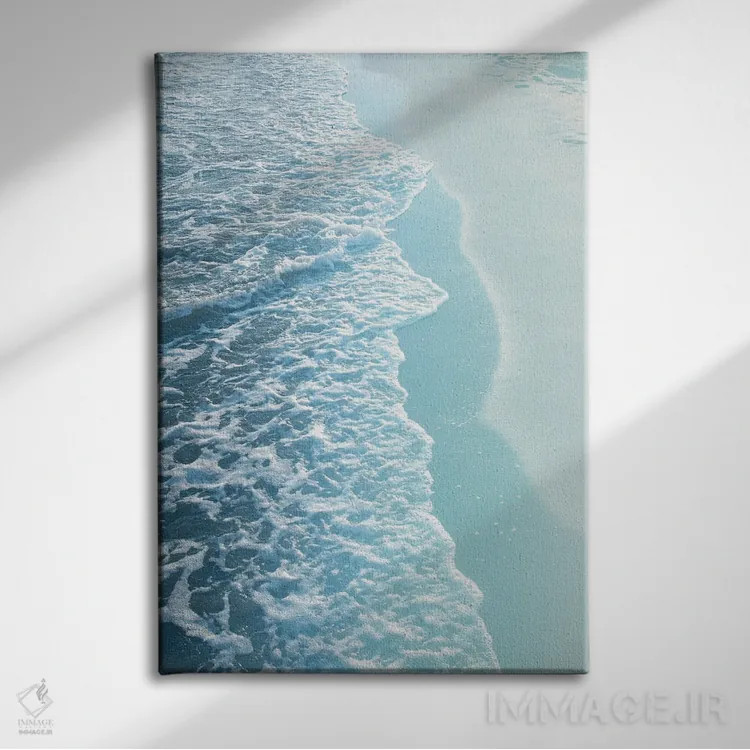 تابلو رویای آرام اقیانوس فیروزهای چهارم اثر هنر آنیتا و بلا - نمای روبهرو روی دیوار
