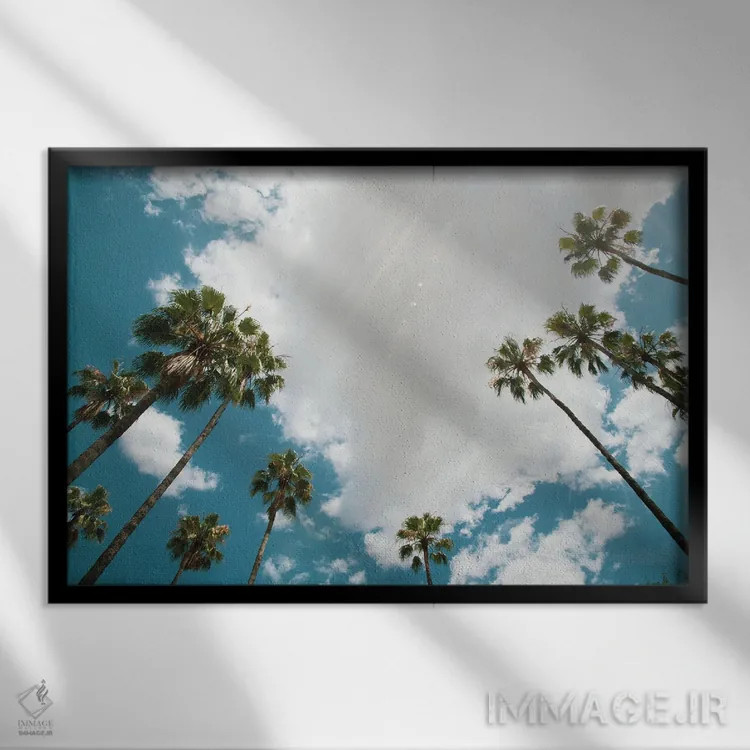 تابلو زیر نخلها سیزدهم اثر هنر آنیتا و بلا - نمای قابدار مشکی