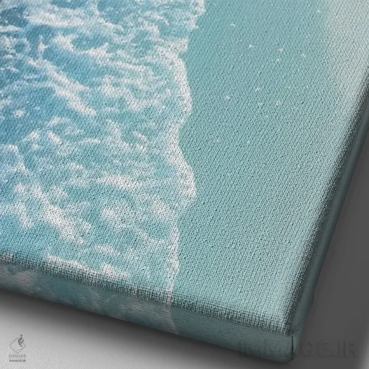 تابلو رویای آرام اقیانوس فیروزهای چهارم اثر هنر آنیتا و بلا - نمای نزدیک بافت بوم