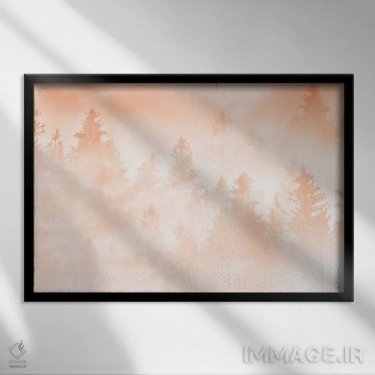 تابلو رویای جنگل با پرز هلو یکم اثر هنر آنیتا و بلا - نمای قابدار مشکی
