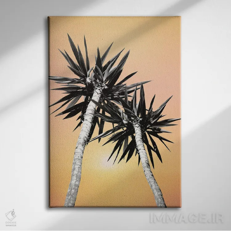 تابلو حال و هوای تابستان کالیفرنیا با نخلها دوم اثر هنر آنیتا و بلا - نمای روبهرو روی دیوار