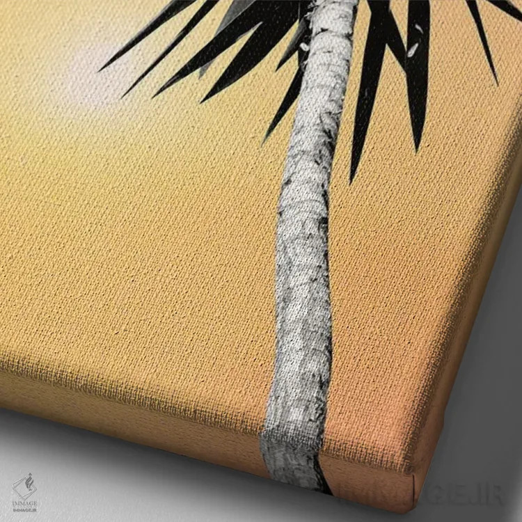 تابلو حال و هوای تابستان کالیفرنیا با نخلها دوم اثر هنر آنیتا و بلا - نمای نزدیک بافت بوم