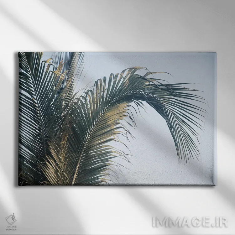 تابلو برگهای نخل کاریبی یکم اثر هنر آنیتا و بلا - نمای روبهرو روی دیوار