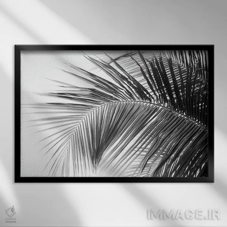 تابلو رویای برگهای نخل کاریبی دوم اثر هنر آنیتا و بلا - نمای قابدار مشکی