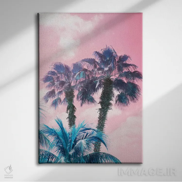 تابلو حال و هوای تابستانی نخلهای کاریبی یکم اثر هنر آنیتا و بلا - نمای روبهرو روی دیوار