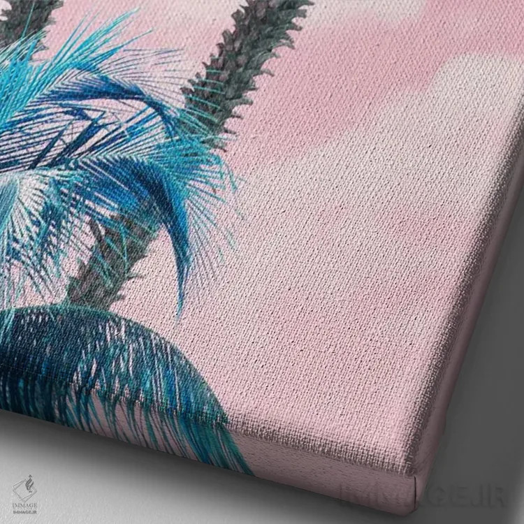 تابلو حال و هوای تابستانی نخلهای کاریبی یکم اثر هنر آنیتا و بلا - نمای نزدیک بافت بوم