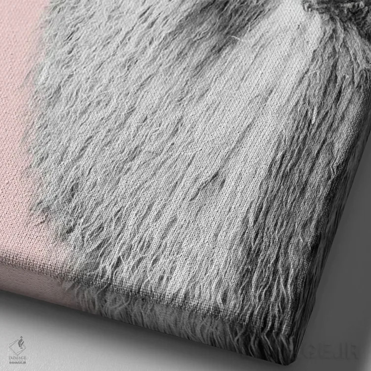 تابلو لامای بامزه صورتی و سیاه و سفید یکم اثر هنر آنیتا و بلا - نمای نزدیک بافت بوم