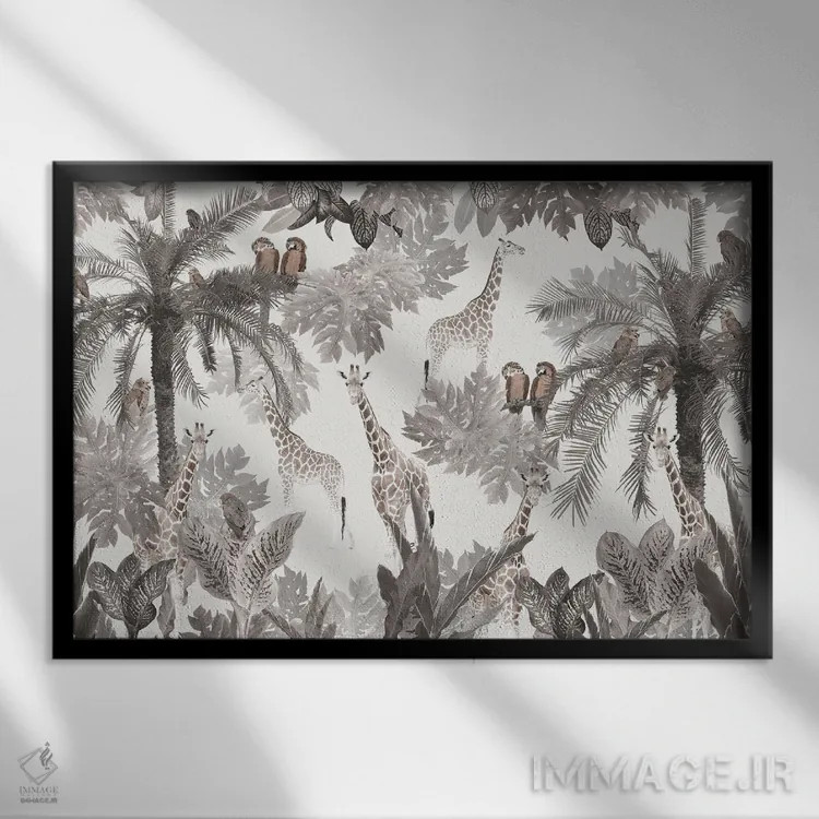 تابلو ماجراجویی سافاری استوایی دوم اثر هنر آنیتا و بلا - نمای قابدار مشکی