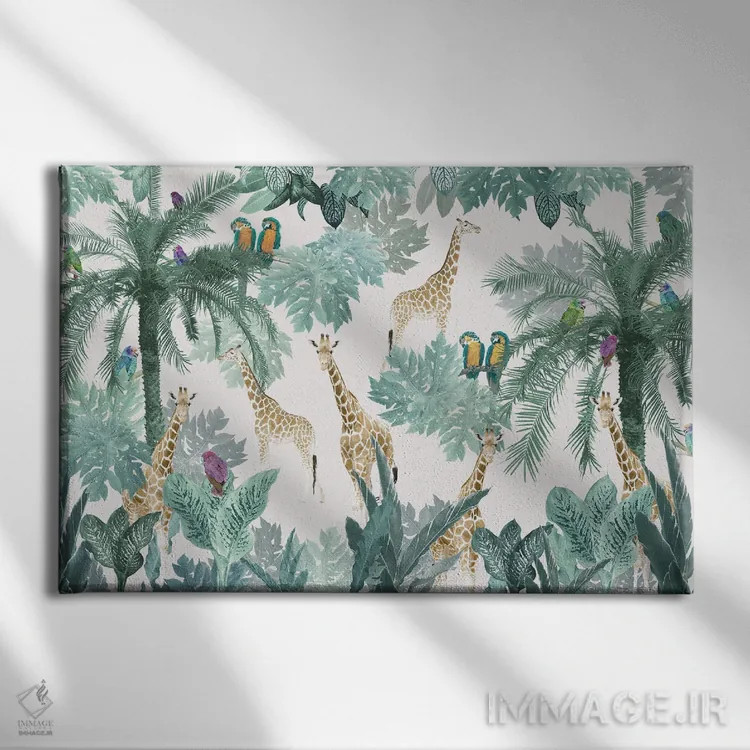 تابلو ماجراجویی سافاری استوایی یکم اثر هنر آنیتا و بلا - نمای روبهرو روی دیوار