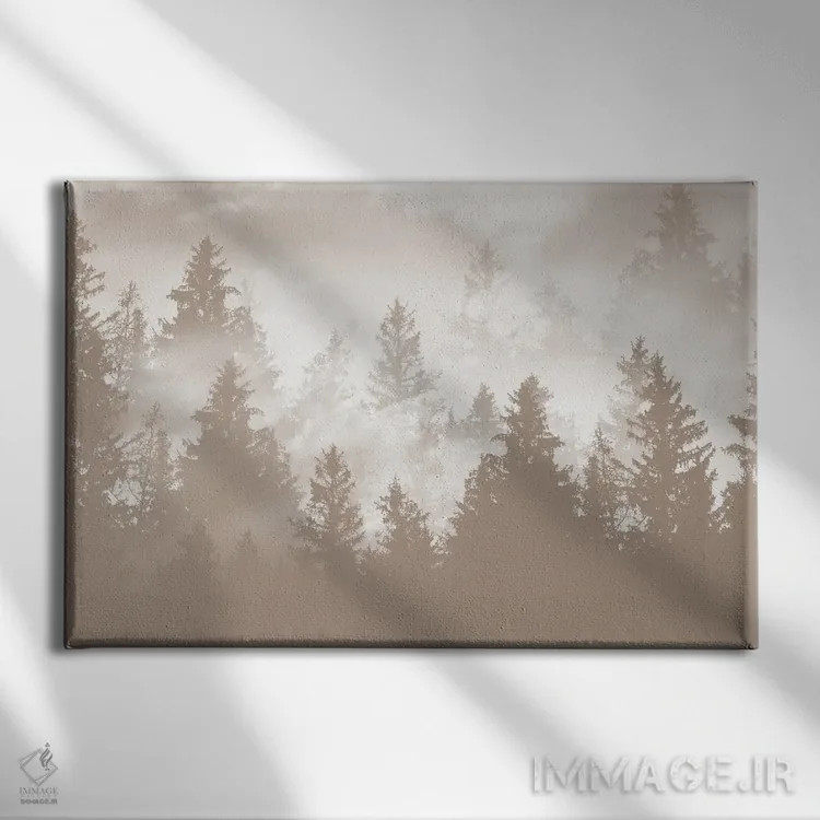 تابلو رویای جنگل بژ یکم اثر هنر آنیتا و بلا - نمای روبهرو روی دیوار