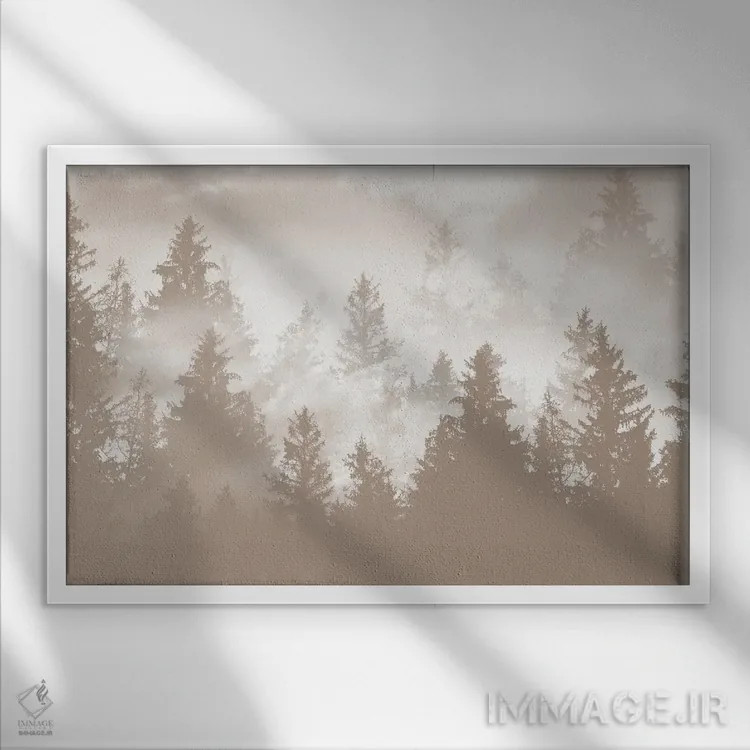 تابلو رویای جنگل بژ یکم اثر هنر آنیتا و بلا - نمای قابدار سفید