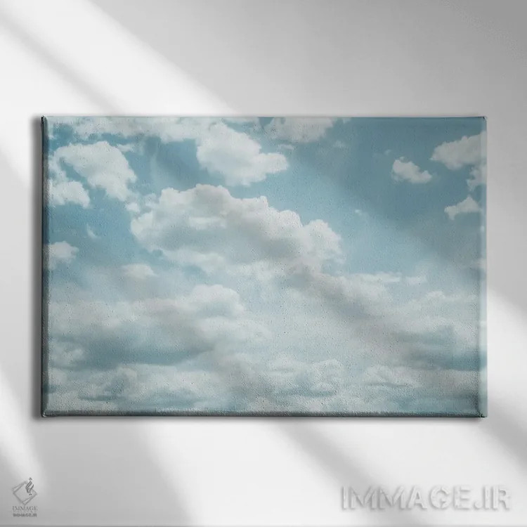 تابلو ابرهای آبی ملایم دوم اثر هنر آنیتا و بلا - نمای روبهرو روی دیوار