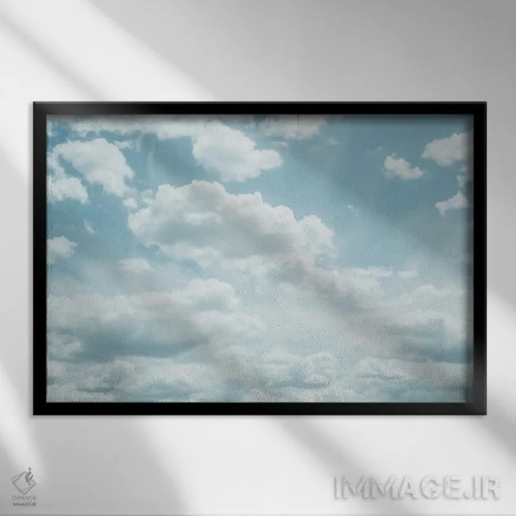 تابلو ابرهای آبی ملایم دوم اثر هنر آنیتا و بلا - نمای قابدار مشکی