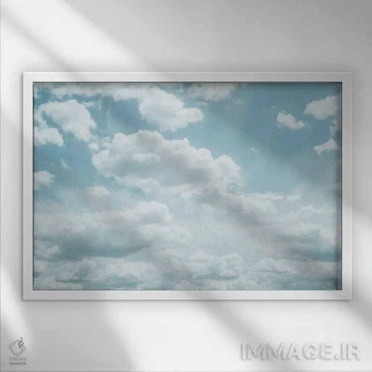 تابلو ابرهای آبی ملایم دوم اثر هنر آنیتا و بلا - نمای قابدار سفید