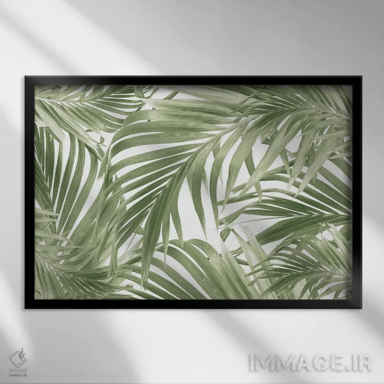 تابلو کلاژ نخل سرسبز کاریبی یکم اثر هنر آنیتا و بلا - نمای قابدار مشکی