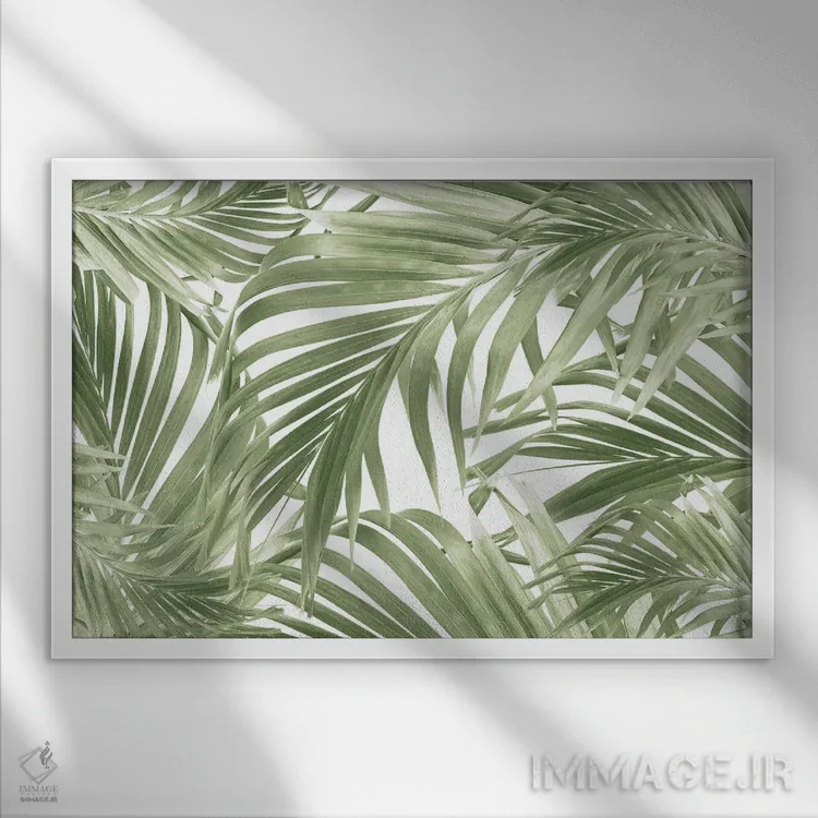 تابلو کلاژ نخل سرسبز کاریبی یکم اثر هنر آنیتا و بلا - نمای قابدار سفید