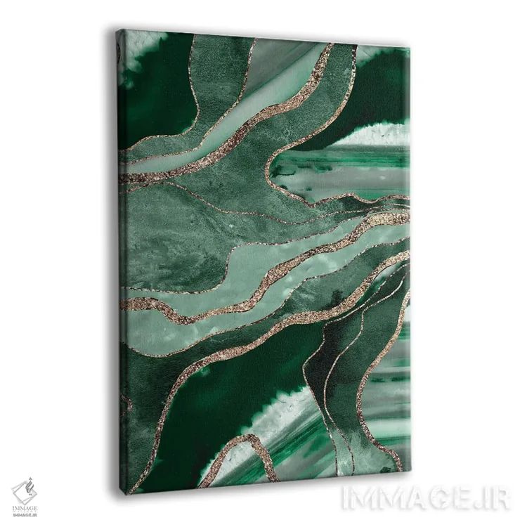 تابلو شکوه ماربل سبز زمردی و آگات با اکلیل طلایی یکم اثر هنر آنیتا و بلا - نمای پرسپکتیو محصول