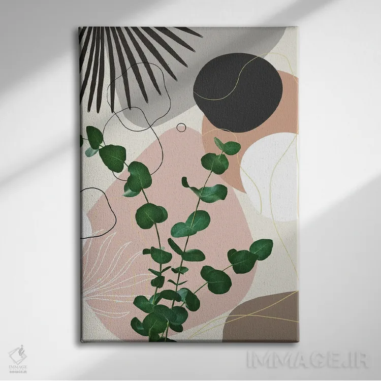 تابلو ظرافت با نخل بادبزنی اکالیپتوس یکم اثر هنر آنیتا و بلا - نمای روبهرو روی دیوار