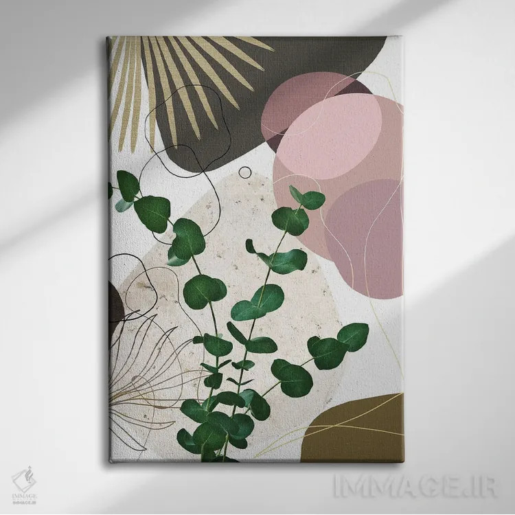 تابلو ظرافت با نخل بادبزنی اکالیپتوس سوم اثر هنر آنیتا و بلا - نمای روبهرو روی دیوار