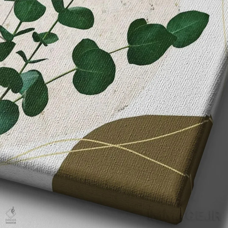 تابلو ظرافت با نخل بادبزنی اکالیپتوس سوم اثر هنر آنیتا و بلا - نمای نزدیک بافت بوم