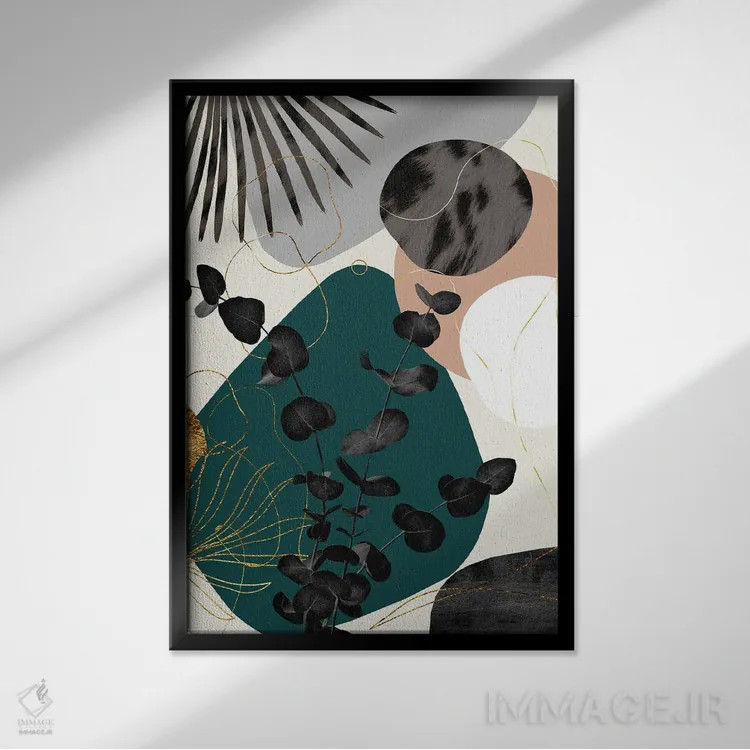 تابلو ظرافت با نخل بادبزنی اکالیپتوس ششم اثر هنر آنیتا و بلا - نمای قابدار مشکی