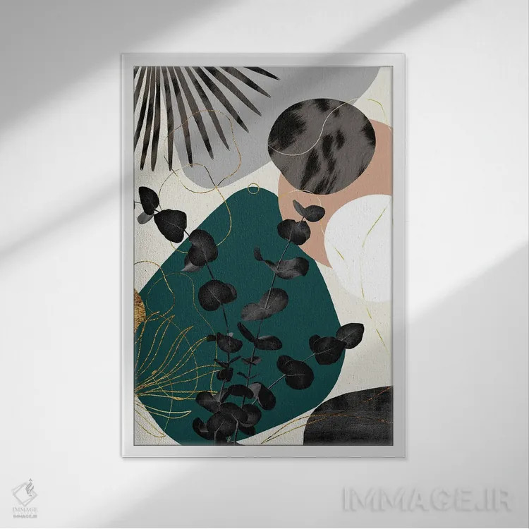 تابلو ظرافت با نخل بادبزنی اکالیپتوس ششم اثر هنر آنیتا و بلا - نمای قابدار سفید