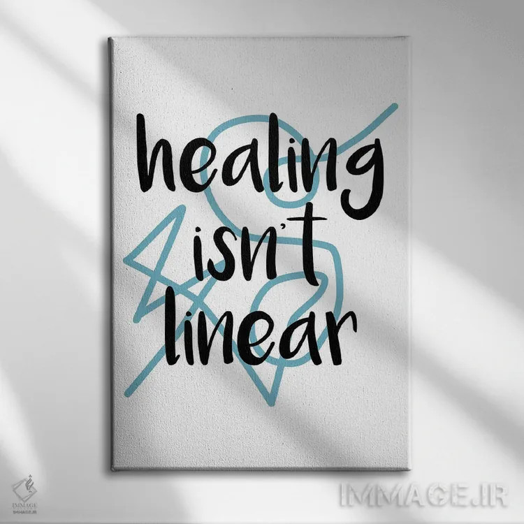 تابلو درمان خطی نیست اثر آلیسا بانتا - نمای روبهرو روی دیوار