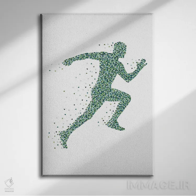 تابلو دویدن انتزاعی اثر آلیسا بانتا - نمای روبهرو روی دیوار