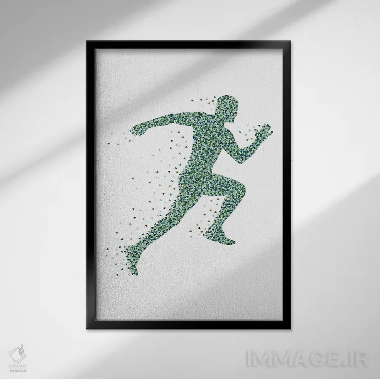 تابلو دویدن انتزاعی اثر آلیسا بانتا - نمای قابدار مشکی