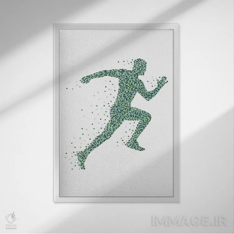 تابلو دویدن انتزاعی اثر آلیسا بانتا - نمای قابدار سفید