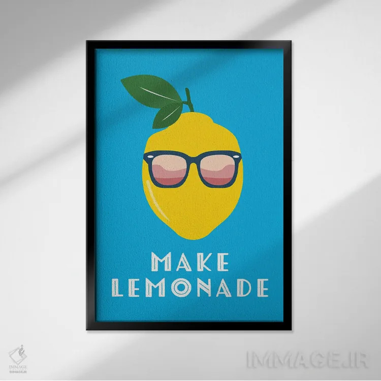 تابلو لیموناد درست کن (استعاره از ساختن فرصت از مشکلات) اثر آلیسا بانتا - نمای قابدار مشکی