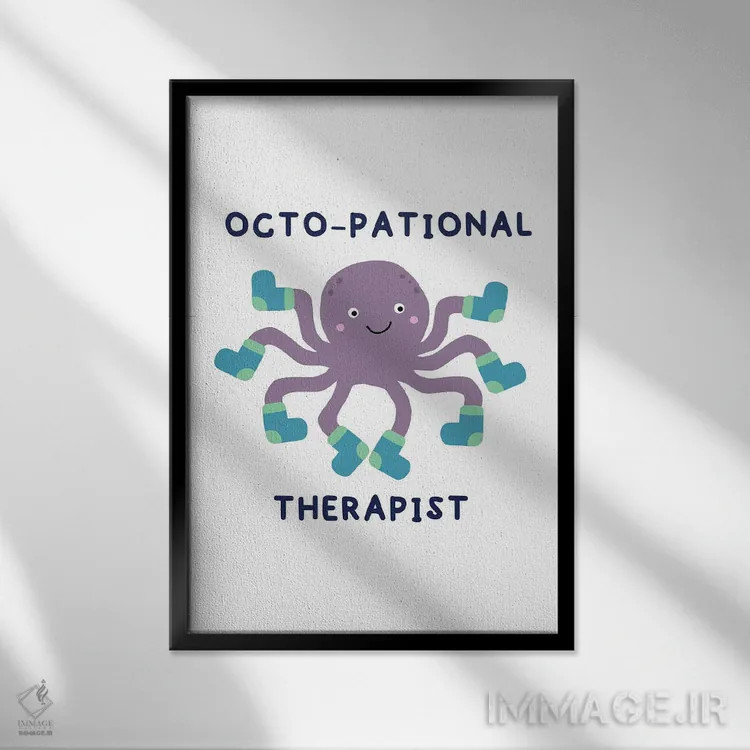 تابلو هشتپا درمانگر (تصویر یا شخصیت) اثر آلیسا بانتا - نمای قابدار مشکی