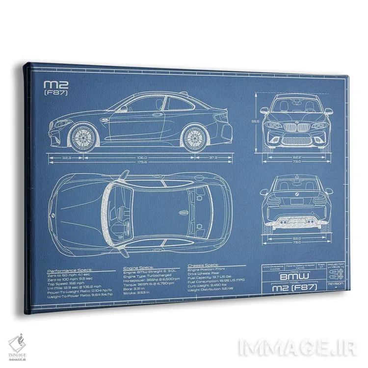 تابلو نقشهٔ بیامو M2 (F87) اثر اکشن بلوپرینتس (نقشههای اکشن) - نمای پرسپکتیو محصول