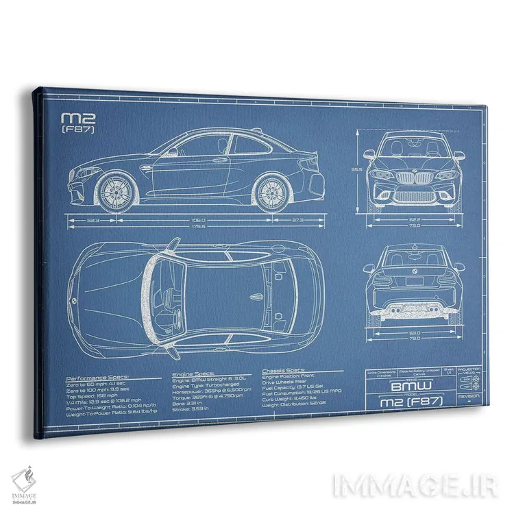 تابلو نقشهٔ بیامو M2 (F87) اثر اکشن بلوپرینتس (نقشههای اکشن) - نمای پرسپکتیو محصول