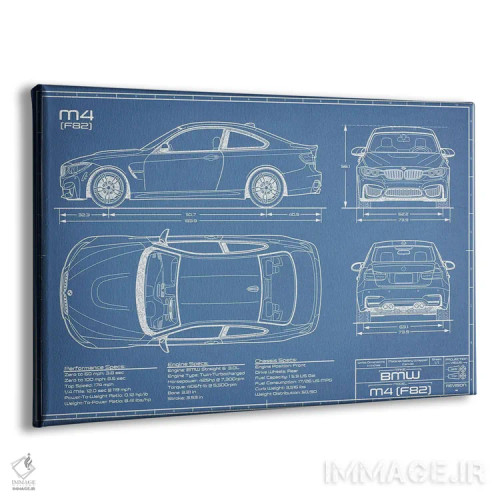 تابلو نقشهٔ بیامو M4 (F82) اثر اکشن بلوپرینتس (نقشههای اکشن) - نمای پرسپکتیو محصول