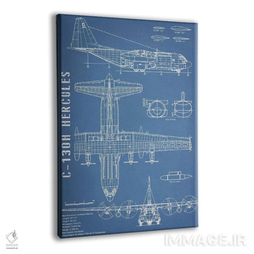 تابلو نقشهٔ هواپیمای هرکولس C-130 اثر اکشن بلوپرینتس (نقشههای اکشن) - نمای پرسپکتیو محصول