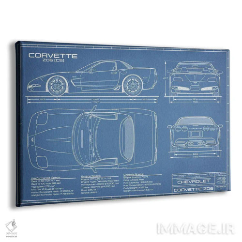 تابلو نقشهٔ کوروت Z06 (C5) اثر اکشن بلوپرینتس (نقشههای اکشن) - نمای پرسپکتیو محصول