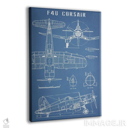 تابلو نقشهٔ هواپیمای کلاسیک ناوی F4U کورسیر اثر اکشن بلوپرینتس (نقشههای اکشن) - نمای پرسپکتیو محصول