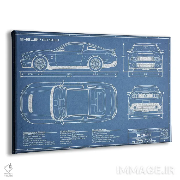 تابلو نقشهٔ شلبی GT500 (۲۰۱۳-۲۰۱۴) اثر اکشن بلوپرینتس (نقشههای اکشن) - نمای پرسپکتیو محصول