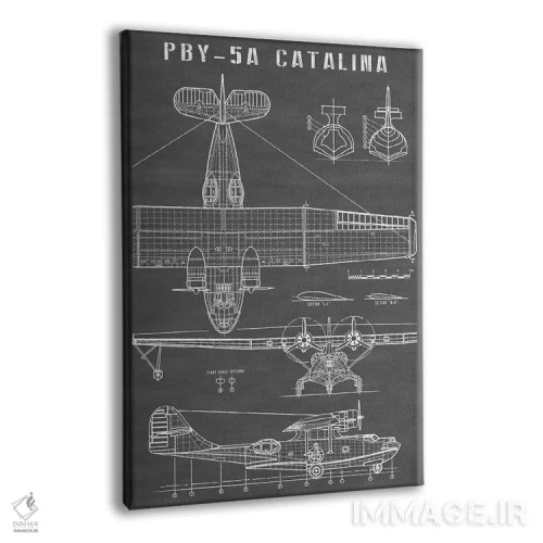 تابلو هواپیمای آبنشین کلاسیک (مشکی) اثر اکشن بلوپرینتس (نقشههای اکشن) - نمای پرسپکتیو محصول