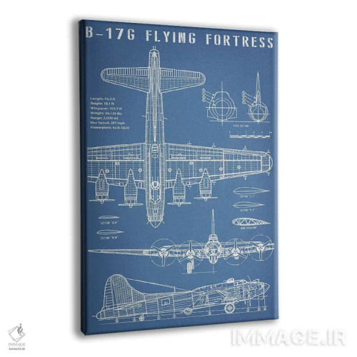 تابلو نقشهٔ هواپیمای بمبافکن کلاسیک B-17 اثر اکشن بلوپرینتس (نقشههای اکشن) - نمای پرسپکتیو محصول