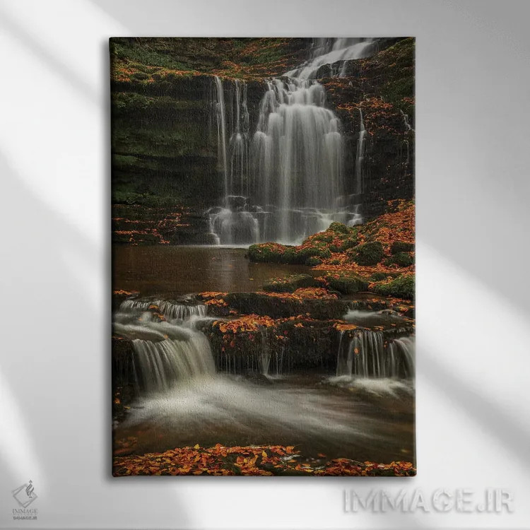 تابلو آبشار جنگلی اثر آدام برتون - نمای روبهرو روی دیوار