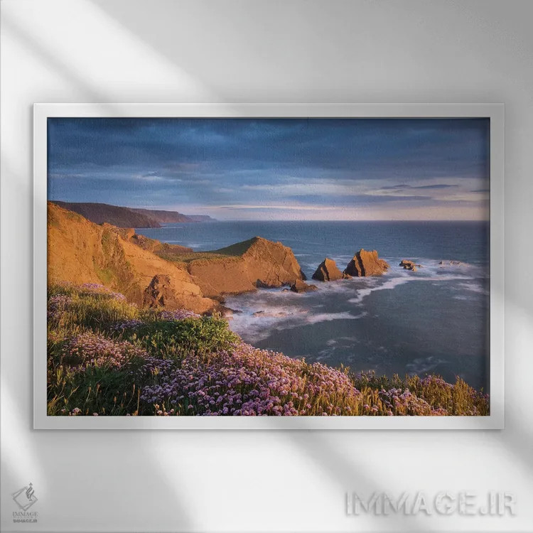 تابلو ساحل هارتلند اثر آدام برتون - نمای قابدار سفید