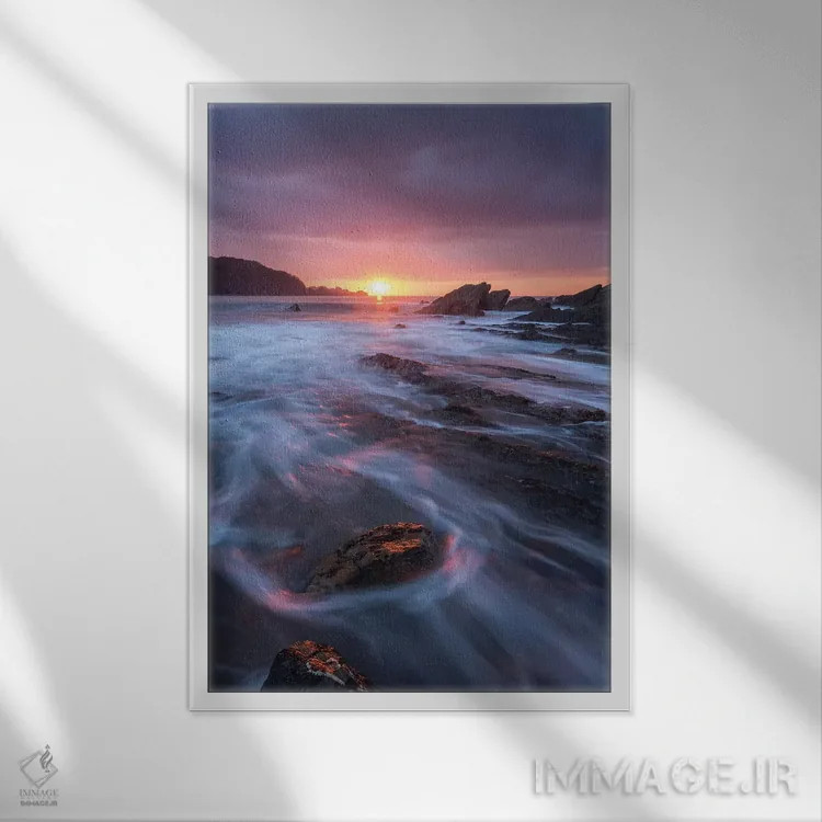 تابلو چشمانداز دریایی هنگام غروب اثر آدام برتون - نمای قابدار سفید