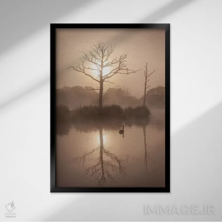 تابلو آرامش صبحگاهی اثر آدام برتون - نمای قابدار مشکی