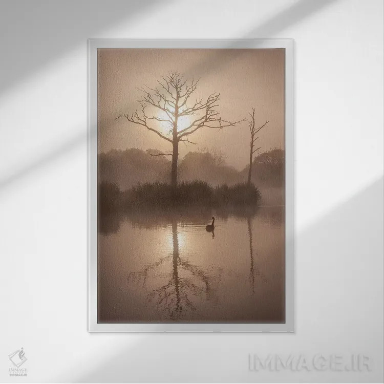 تابلو آرامش صبحگاهی اثر آدام برتون - نمای قابدار سفید